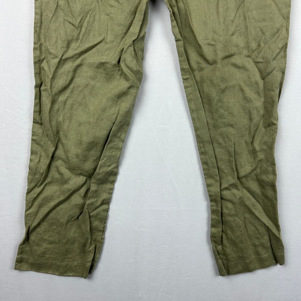Quince Linen Elastic Waist Pull On Pants Olive Green Women's Size S - Picture 7 of 9